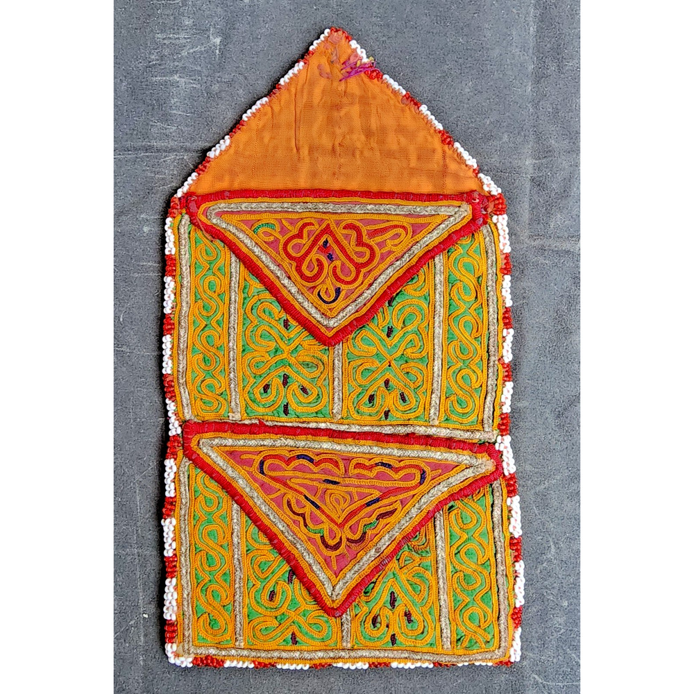 Kuchi Embroidered Pouch Wallet Afghan Handmade Beaded S-Figure Motif